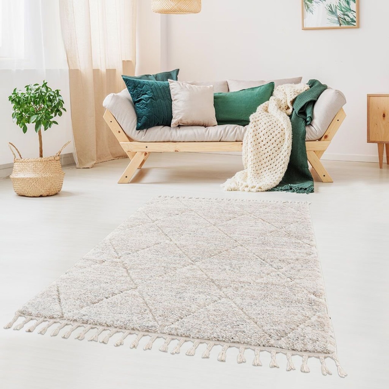 Edge Collections - 5'3" x 7' - Cream - Madison Park Talas Trellis Area Rug - 1 Piece